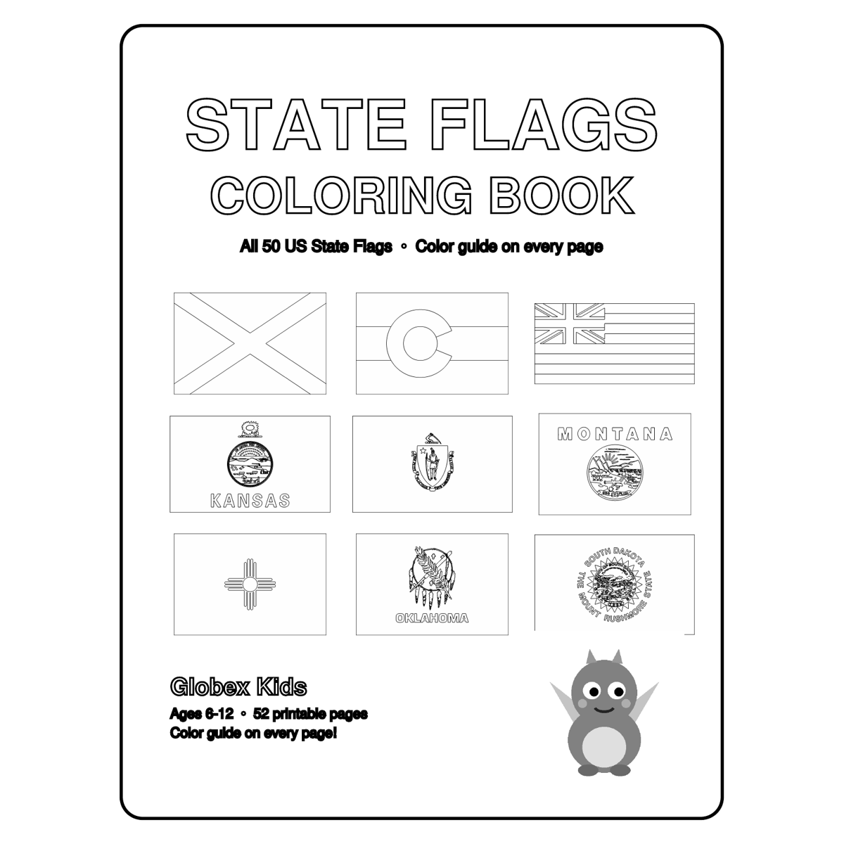 US State Flags Coloring Book - All 50 States with Color Guide (Ages 6-12)