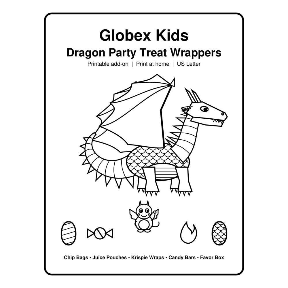 Globex Kids Dragon Party Treat Wrappers (Printable)