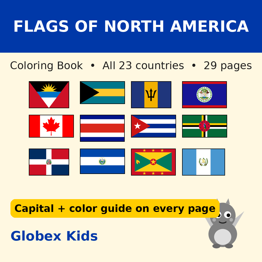 Globex Kids Flags of North America Coloring Book - All 23 Countries (Printable)