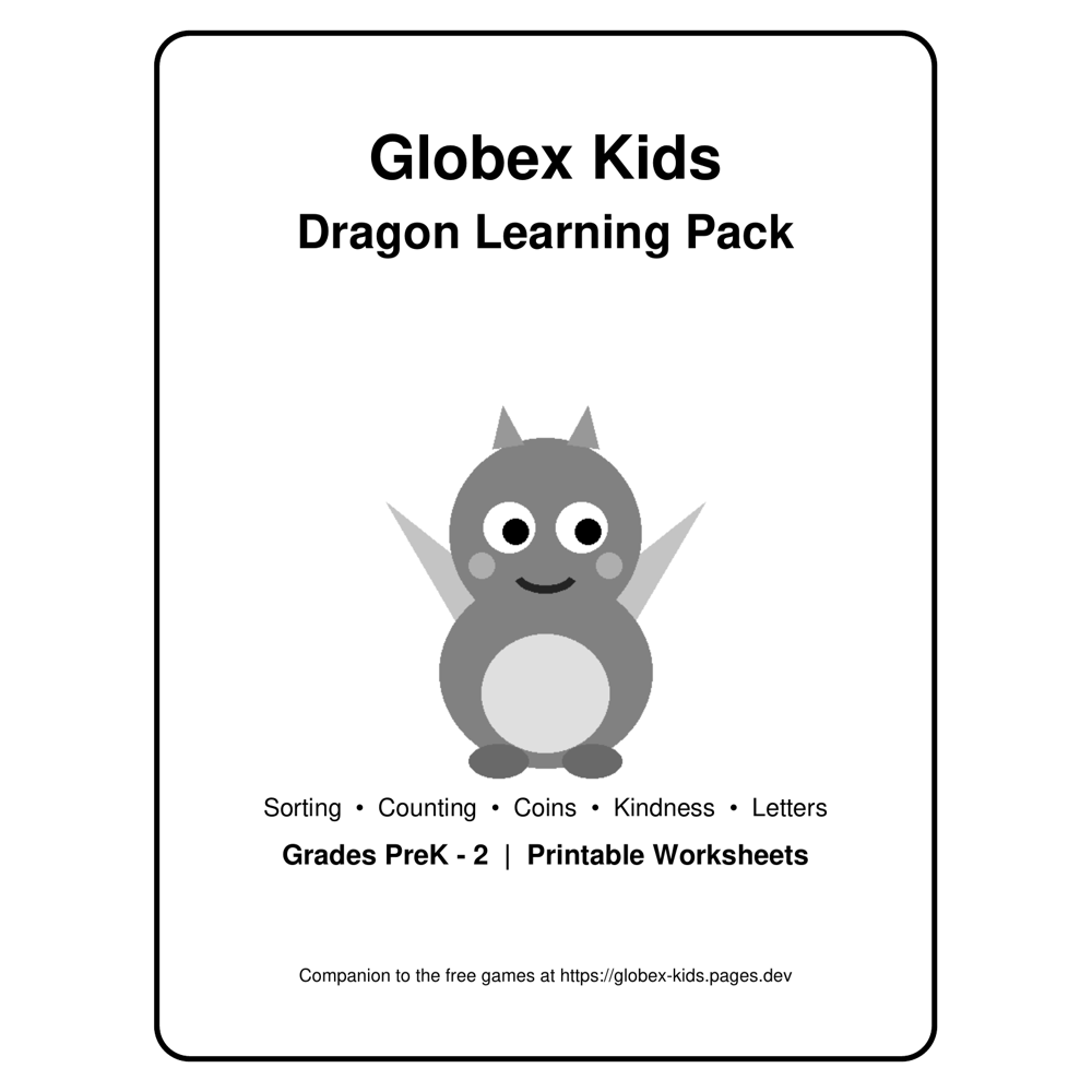 FREE Sample: Dragon Learning Pack | PreK-2 Counting 1-10 & Kindness Worksheets