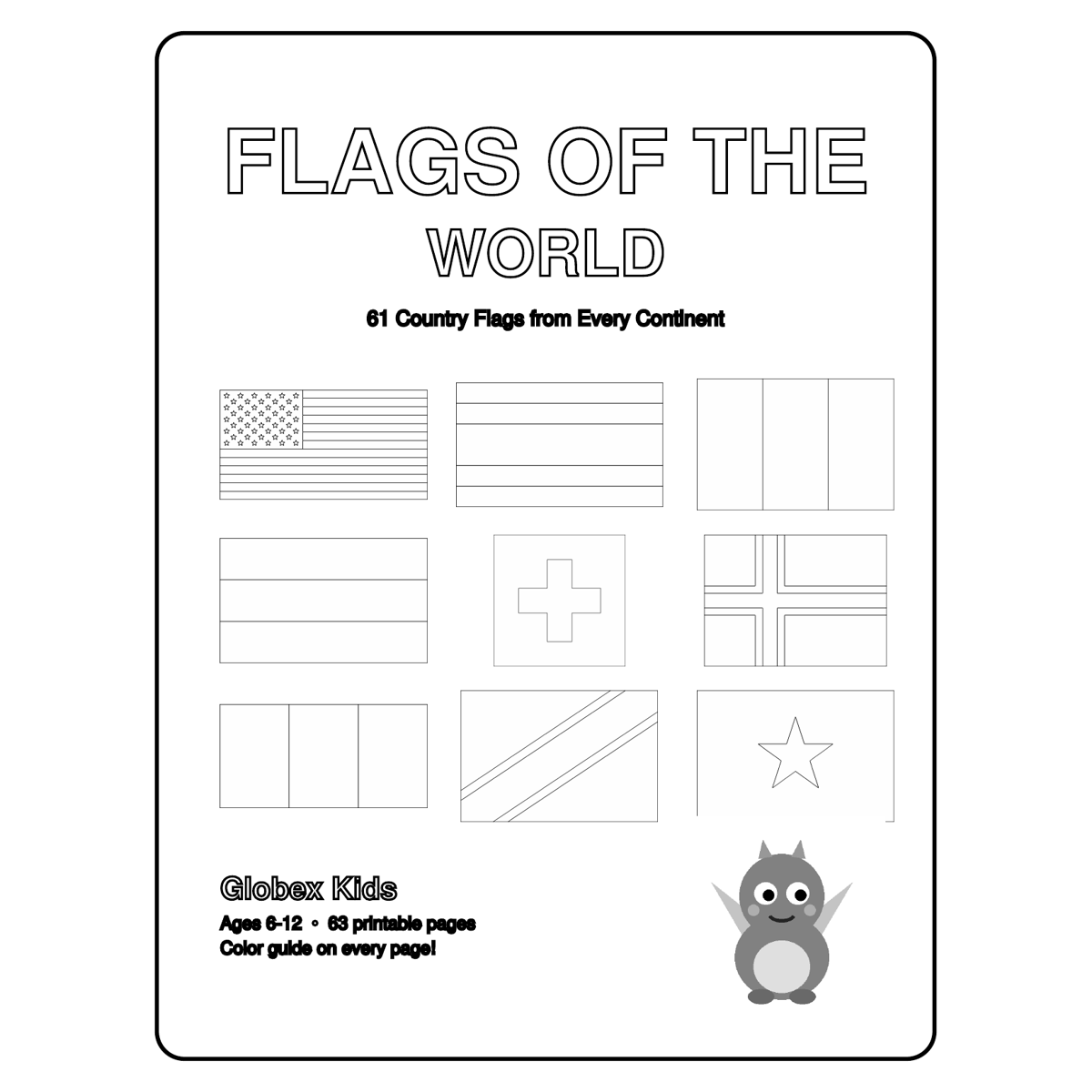FREE Sample: Flags of the World Coloring Book - 61 Country Flags