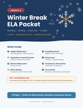 Winter Break ELA Packet Grades 6–8 | No-Prep Reading, Writing & Grammar | Answer Key
