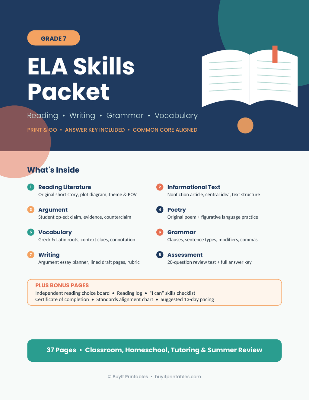Middle School ELA Bundle | 7th Grade + 8th Grade + Winter Break Packets