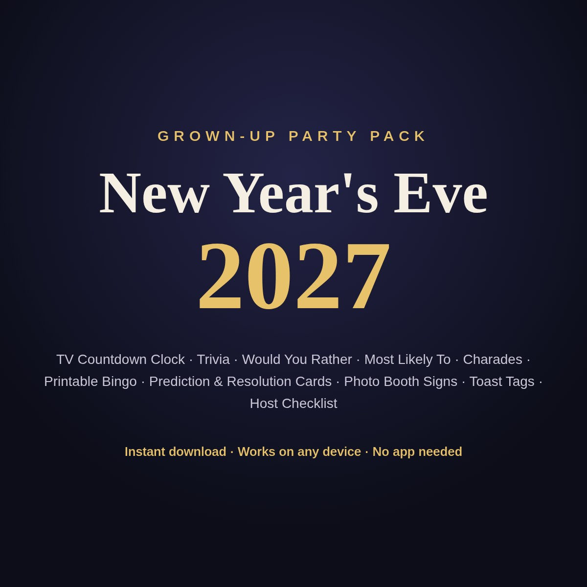 New Year's Eve Party Pack for Grown-Ups – TV Countdown, Games & Printables