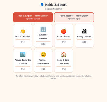 Habla & Speak - English Spanish Vocabulary Flashcards with Audio (Offline)
