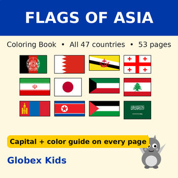 Globex Kids Flags of Asia Coloring Book - All 47 Countries (Printable)