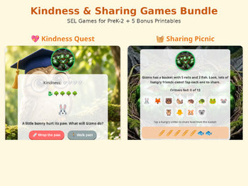 Kindness & Sharing Games Bundle - SEL Games for PreK-2 + 5 Bonus Printables