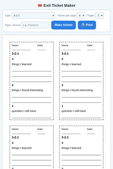 Exit Ticket Maker + 3 Freebies