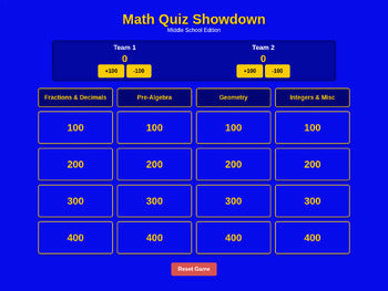 Math Quiz Showdown Game Bundle - Middle School Math Review + 2 Bonus Kids Games