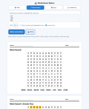 Worksheet Maker: Math, Word Search, Bingo & Handwriting + 4 Freebies