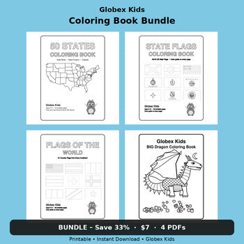 Globex Kids Coloring Book Bundle: 8 Coloring Books + 2 Free Bonuses
