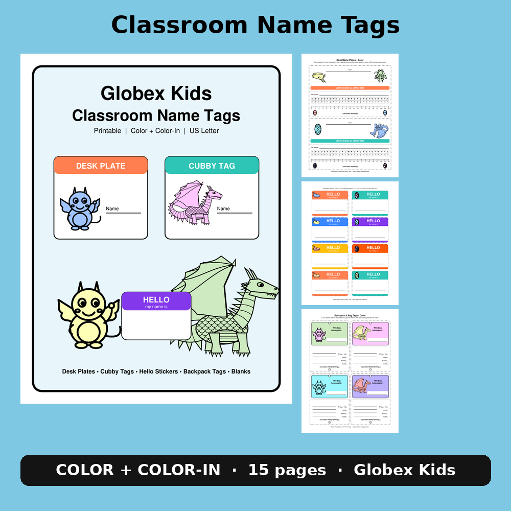 Globex Kids Classroom Name Tags (Printable)