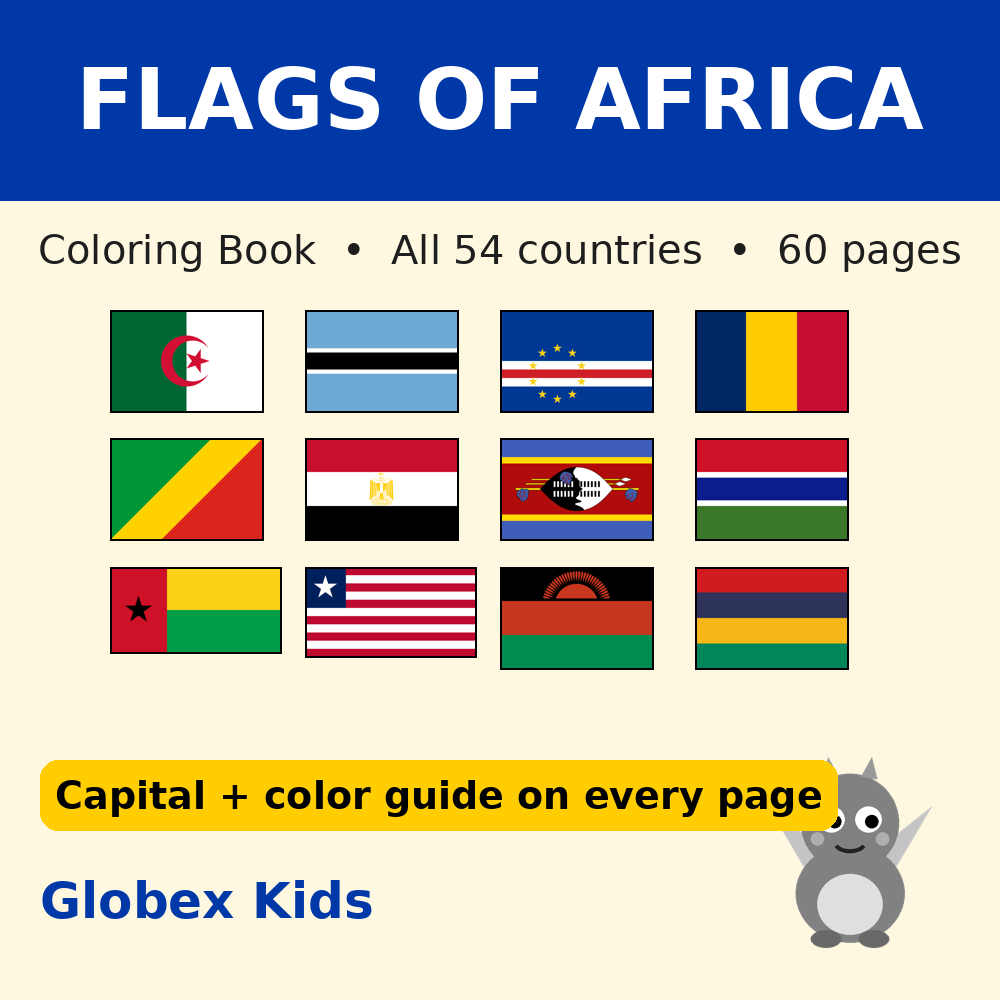 Flags of Africa Coloring Book: All 54 Countries | Printable
